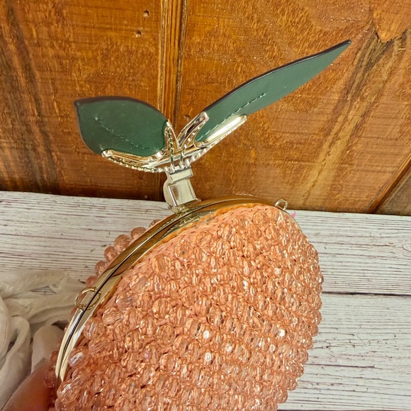 Kate Spade Bellini Embellished Crochet 3d Peach Crossbody - Picture 8 of 10